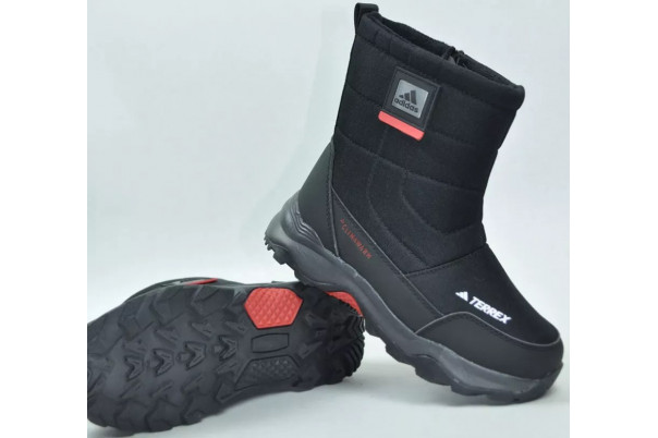 Сапоги Adidas Terrex Climawarm Black Grey Red с мехом